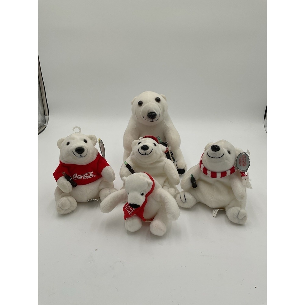 Coca-Cola Polar Bear Bean Bag Plush Lot of 5 1997 w/ Tags Coke Collectibles